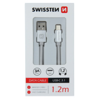 Kábel Swissten USB/USB-C 3.0A 1,2 m strieborný