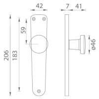 BA - GUĽA NA ŠTÍTE 2200 - B BRM - bronz matný (F4) PZ otvor pre vložku 90 mm