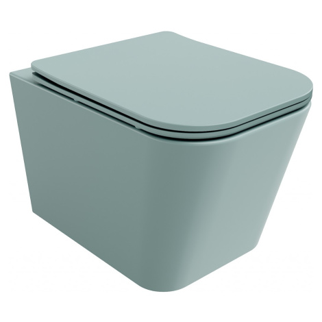 MEXEN - Teo Závesná WC misa Rimless vrátane sedátka s slow, Duroplast, svetlo zelená mat 3085404