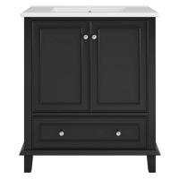 Modfu KÚPEĽŇOVÁ skrinka z MDF a keramiky 73x45x87 cm čierna s umývadlom, úložným priestorom a zá