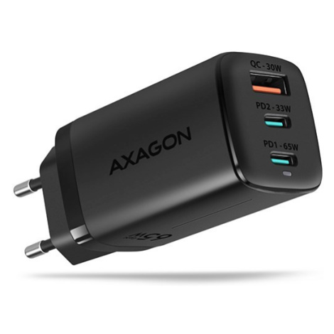 AXAGON ACU-DPQ65, GaN nabíjačka do siete 65W, 3x port (USB-A + dual USB-C), PD3.0/QC4+/PPS/Apple