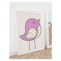 Detský dekoračný plagát s fialovým vtáčikom