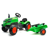 FALK Šliapací traktor 2048AB X-Tractor s vlečkou a otváracou kapotou - zelený