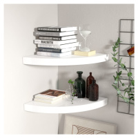vidaXL Plávajúce rohové police 2 ks, lesklé biele 35x35x3,8 cm, MDF