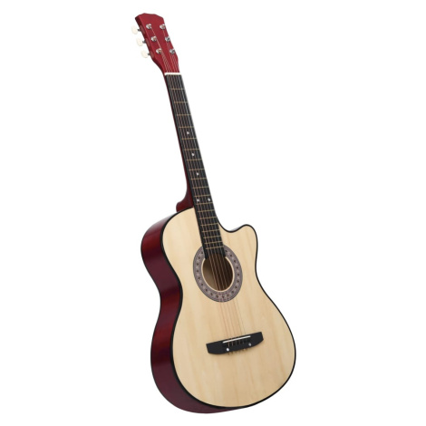 vidaXL Folková akustická gitara Cutaway so 6 strunami 38" lipové drevo