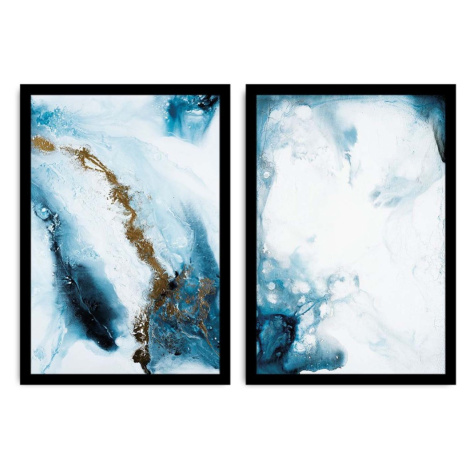 Súprava nástenných obrazov Mramory 36x51 cm 2 ks modrá