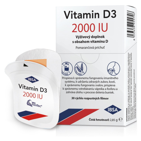 IBSA Vitamin D3 2000 IU s pomarančovou príchuťou, 30 ks