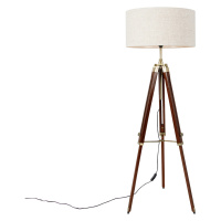 Stojacia lampa mosadzná s tienidlom svetlosivá 50 cm statív - Cortin