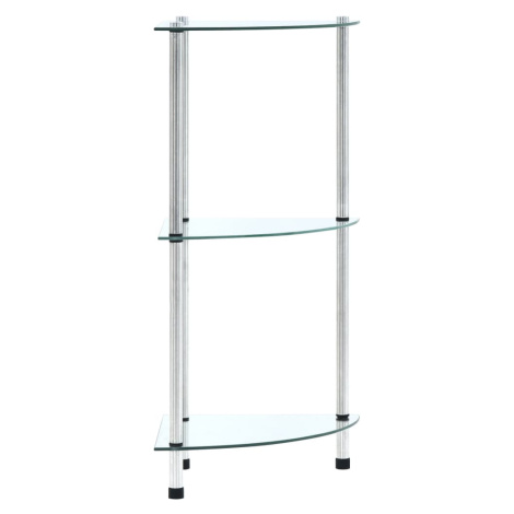 vidaXL Regál s 3 policami, priehľadný 30x30x67 cm, tvrdené sklo