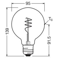 OSRAM LED Vintage G95 E27 3,4W 827 Spiral Filament zlatá