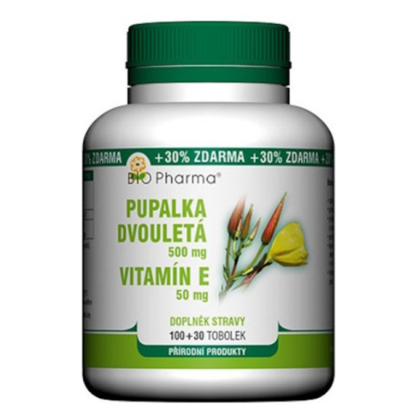 BIO PHARMA Pupalka dvojročná 500 mg + vitamín E 50 mg 100 + 30 kapsúl