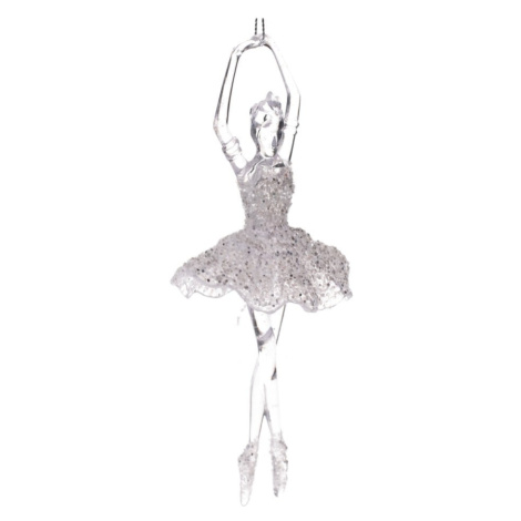 Závesná soška baleríny v striebornej farbe Dakls, výška 17 cm