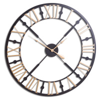 Estila Industriálne nástenné hodiny Anllo kruhového tvaru v čierno-zlatej farbe 95cm