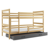 Expedo Poschodová posteľ RAFAL 2 + úložný priestor + matrac + rošt ZADARMO, 80x190 cm, borovica,