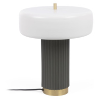 Bielo-zelená stolová lampa s kovovým tienidlom (výška 37,5 cm) Serenella - Kave Home