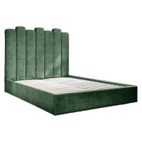 Zelená čalúnená dvojlôžková posteľ s úložným priestorom s roštom 140x200 cm Dreamy Aurora – Miuf