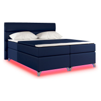 NABBI Avellino 180 čalúnená manželská posteľ s úložným priestorom modrá