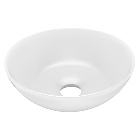 vidaXL Umývadlo do kúpeľne, keramika, matné biele, okrúhle