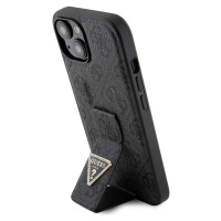 Guess Grip Stand 4G Strass Triangle Metal Logo Kryt pre iPhone 15, Čierny