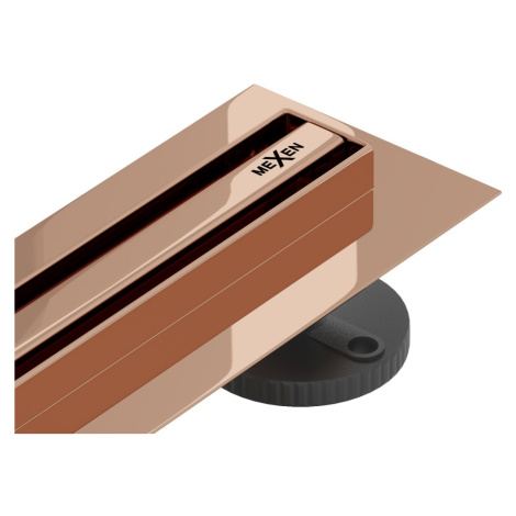 MEXEN - Flat 360 Slim podlahový žľab 90 cm otočný ružové zlato 1641090