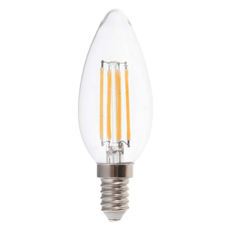 LED žiarovka - 6W vlákno E14 priehľadná sviečka 3000K 130lm/W VT-2327 (V-TAC)