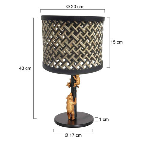 Stolná lampa Animaux 3713ZW, čierna/prírodná Steinhauer BV