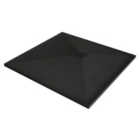 MEXEN/S - Stone+ štvorcová sprchová vanička 70 x 70, čierna, mriežka čierna 44707070-B