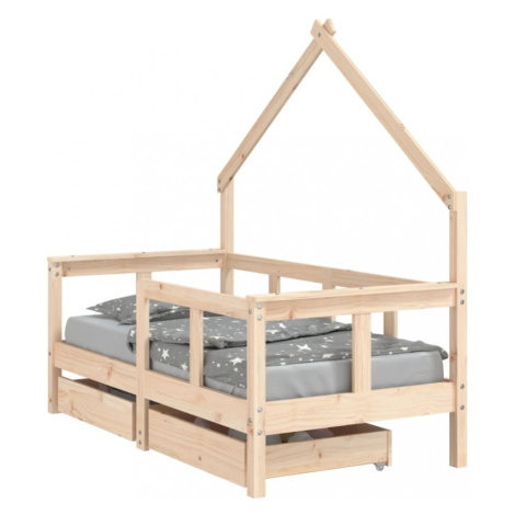 Detská domčeková posteľ so šuplíkmi Dekorhome 70 x 140 cm vidaXL