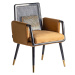 Estila Art deco stolička Brilon so zlatým zamatovým čalúnením a čiernou konštrukciou z dreva 84c