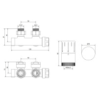 Mexen Duplex G05, uhlová termostatická súprava, DN50, antracitová, W907-958-66