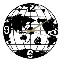 Čierne nástenné hodiny Globe Clock, ⌀ 50 cm