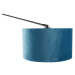 Nástenná lampa čierna s velúrovým tienidlom modrá 35 cm nastaviteľná - Blitz