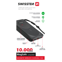 SWISSTEN PowerBank, 10000mAh,  MagSafe, čierna