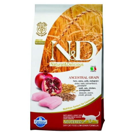 Farmina N&D cat AG adult, neutered, chicken, spelt, oats & pomegranate 1,5kg