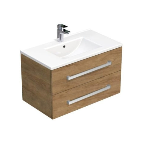 Kúpeľňová skrinka s umývadlom SAT Cube Way 80x53x46 cm Hickory dub CUBE46802DHMOD