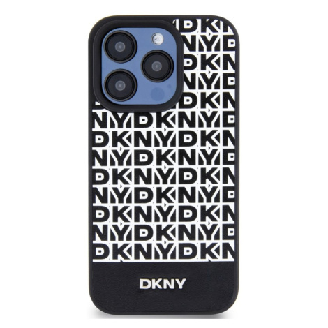 DKNY PU Leather Repeat Pattern Bottom Stripe MagSafe Apple iPhone 13 Pro Max DKHMP13XPSOSPK Blac