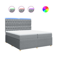 vidaXL Posteľný rám boxsping s matracom bledosivý 200x200 cm látka