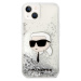 Karl Lagerfeld Liquid Glitter Karl Head Zadný Kryt pre iPhone 15 Silver