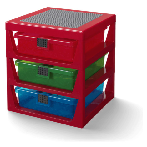 LEGO® organizér s tromi zásuvkami - červená