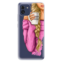 Odolné silikónové puzdro iSaprio - My Coffe and Blond Girl - Samsung Galaxy A03