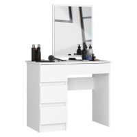 Kozmetický stolík so zrkadlom T-6 90x50 cm biely ľavý