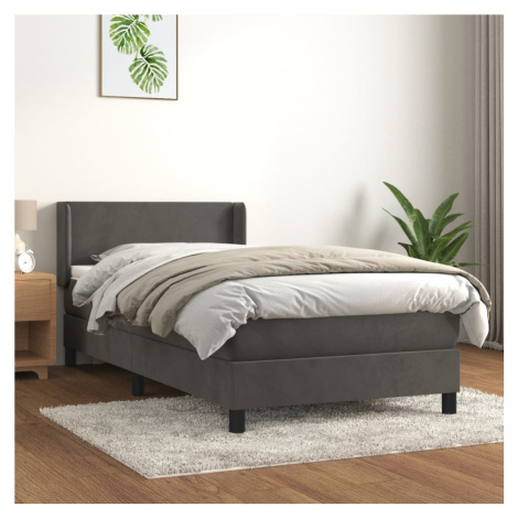 vidaXL Posteľný rám boxspring s matracom tmavosivý 80x200 cm zamat