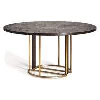 Estila Luxusný okrúhly jedálenský stôl Midas s nohou v zlatej farbe s vertikálnym zdobením a hne
