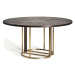 Estila Luxusný okrúhly jedálenský stôl Midas s nohou v zlatej farbe s vertikálnym zdobením a hne