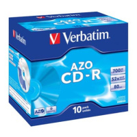 Verbatim CD-R, 43327, AZO Crystal, 10-pack, 700MB, 52x, 80min., 12cm, bez možnosti potisku, jewe