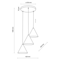 Závesné svietidlo Cono, trojsvetlo, kruhové, Ø 42 cm, biele