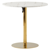 Jedálenský stôl, svetlý mramor/gold chróm - zlatý, priemer 80 cm, LAMONT