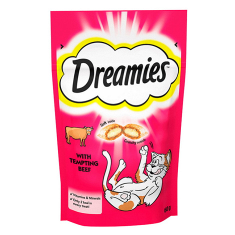 Maškrta DREAMIES pre mačky s hovädzím mäsom 6x60g