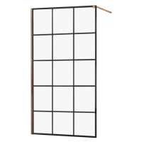 MEXEN/S - KIOTO Sprchová zástena WALK-IN 100x200 cm 8 mm, ružové zlato, čierny vzor 1 800-100-10