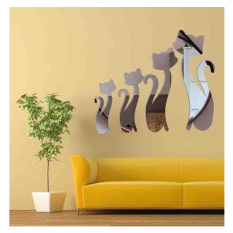 Moderná samolepka na stenu - Čierne mačky: Zrkadlo Silver Plexisklo Rozmer 30 x 30 cm 3033-12657